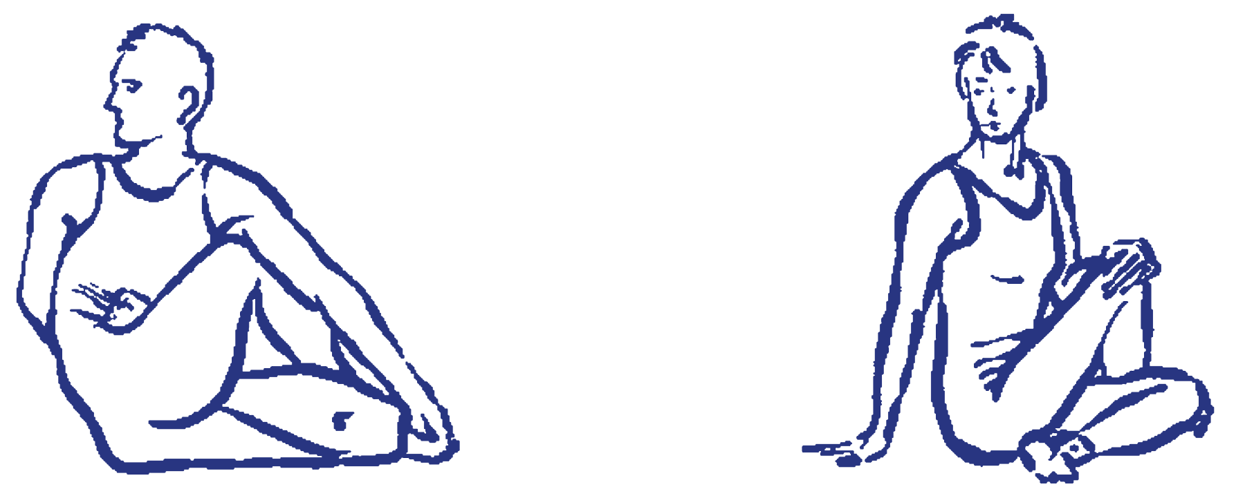Drehsitze (hasta pāda pūrṇa matsyendrāsana und ardha matsyendrāsana)