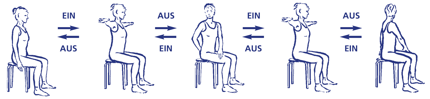 Vinyāsa für matsyendrāsana vom Hocker aus.
