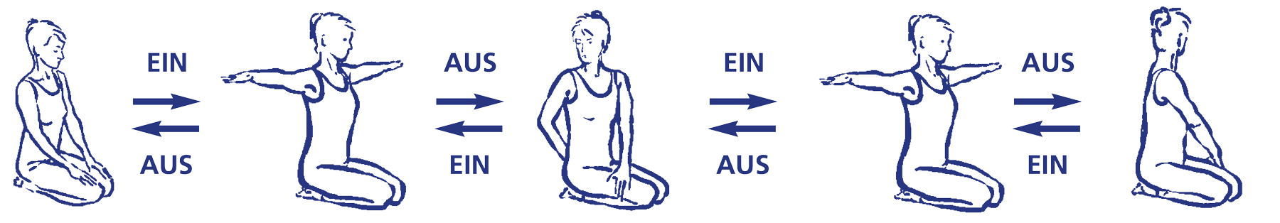 Vinyāsa für matsyendrāsana aus dem Fersensitz – vajrāsana.