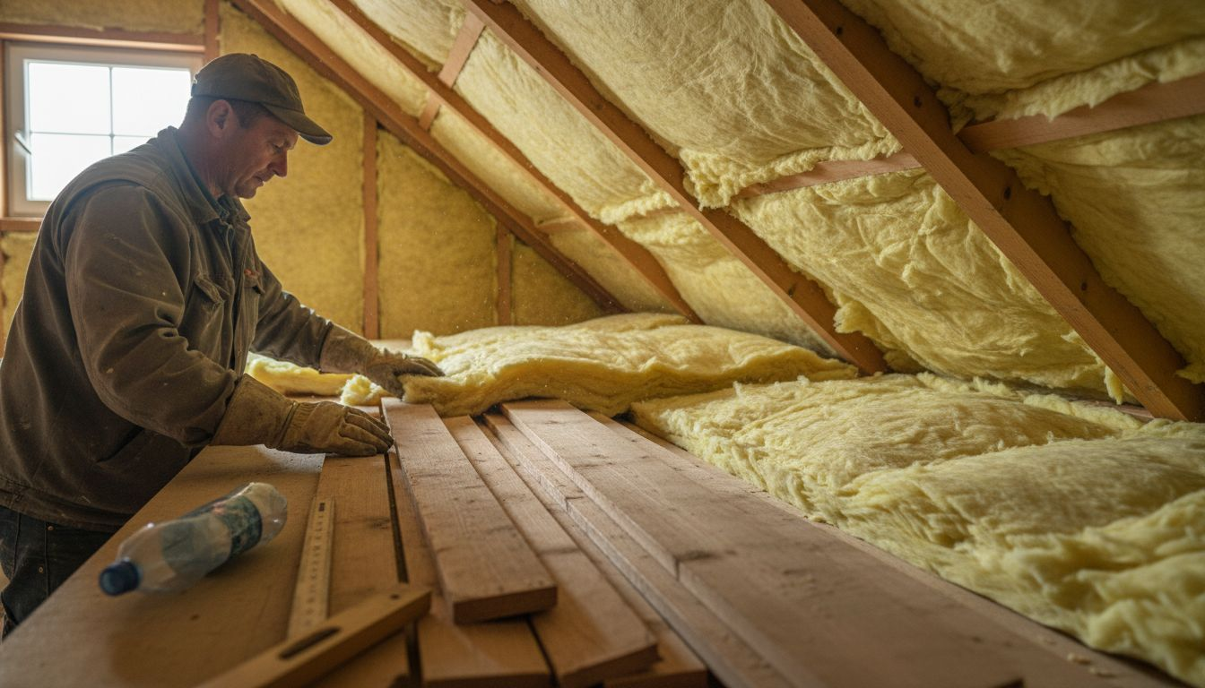 Im Dachboden wurde eine Dämmung fachgerecht eingebaut.