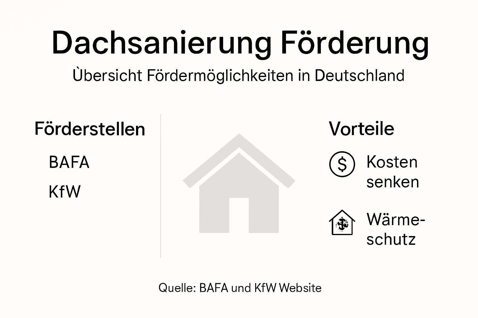 Infografik: Fördermöglichkeiten rund um die Dacherneuerung im Überblick