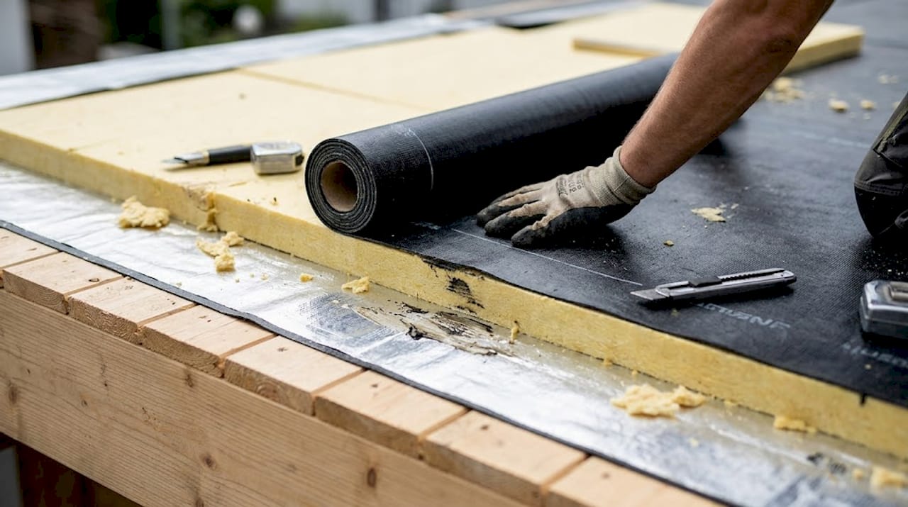 Aufbau und Materialien eines mehrschichtigen Flachdachs