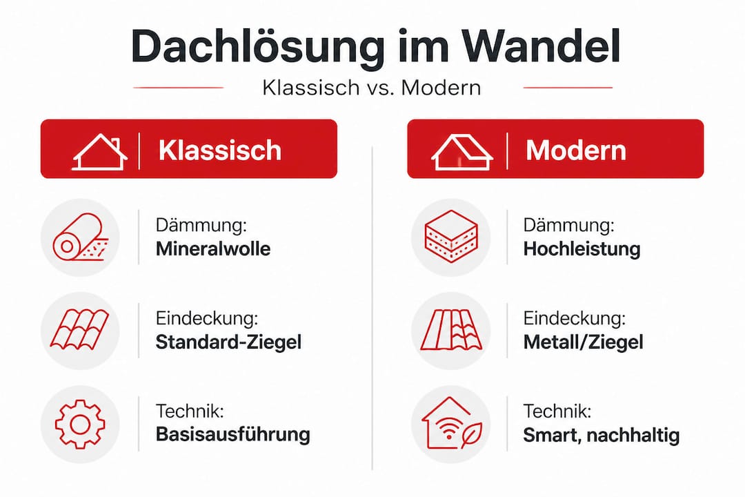 Vergleich: Klassische und moderne Dachlösungen – anschaulich dargestellt