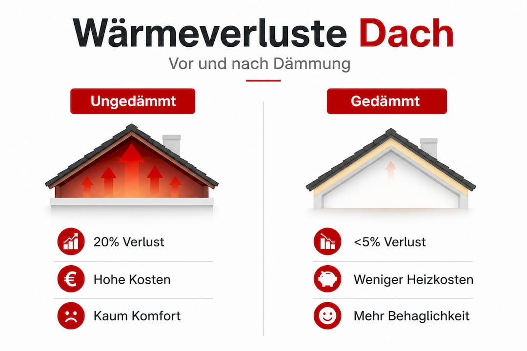 Grafik: Wärmeverluste im Vergleich – unterschiedliche Dämmstandards im Überblick