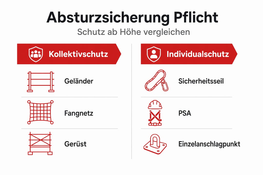 Die Infografik zeigt anschaulich die Unterschiede zwischen kollektivem und individuellem Dachschutz auf.