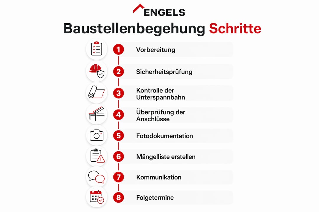 Übersicht: Die wichtigsten Schritte bei der Dachbegehung auf der Baustelle