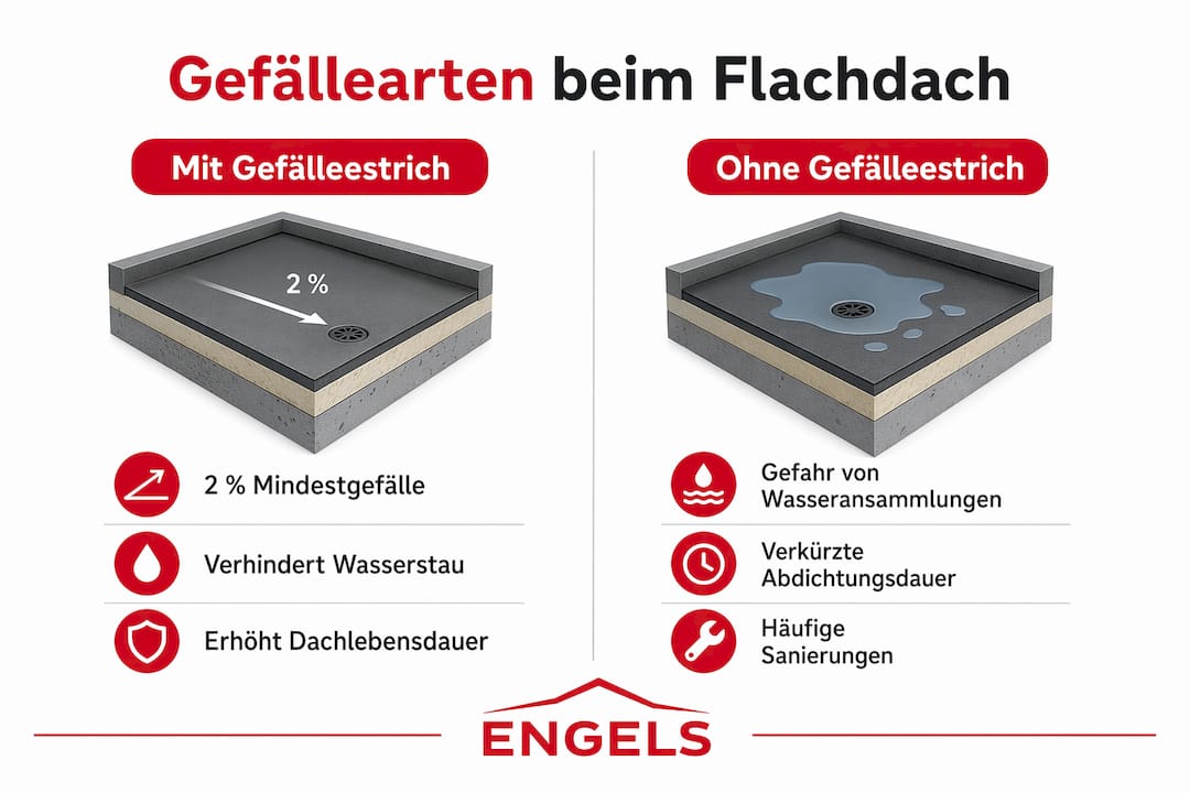 Infografik: Gefälleestrich im Überblick – Stärken und Schwächen auf einen Blick