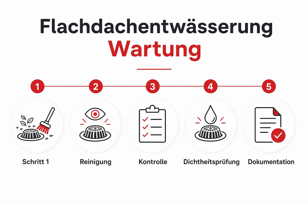 Übersicht: Wichtige Wartungsschritte für die Entwässerung von Flachdächern