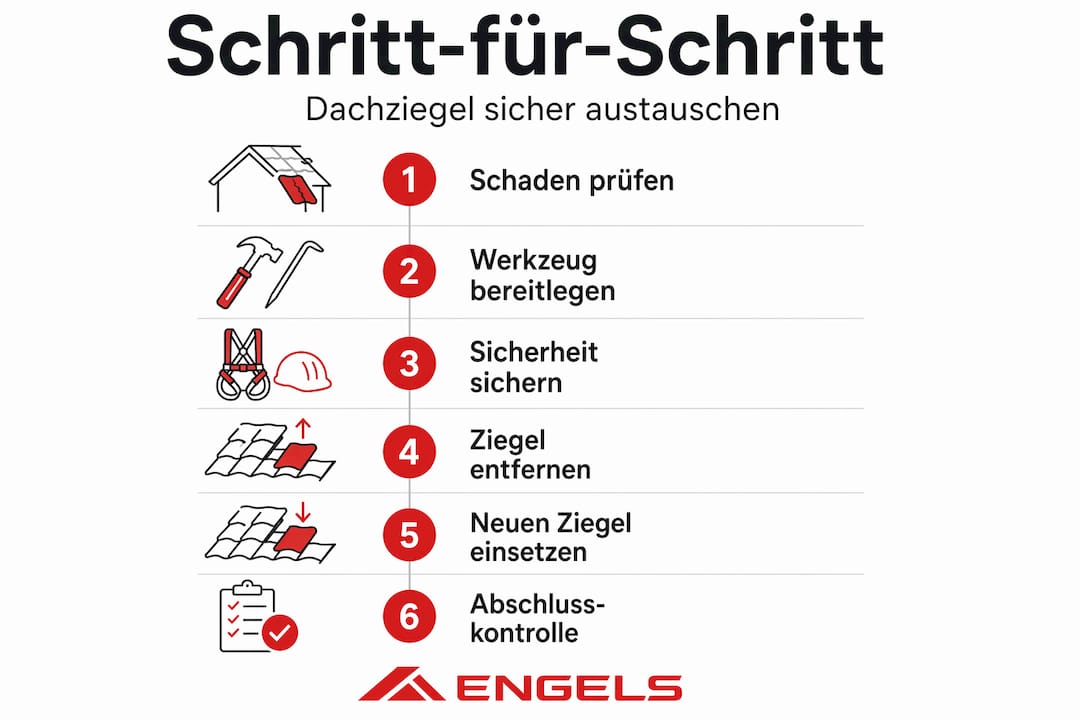 Schritt-für-Schritt-Anleitung: So tauschen Sie Dachziegel richtig aus – anschaulich erklärt in einer Infografik
