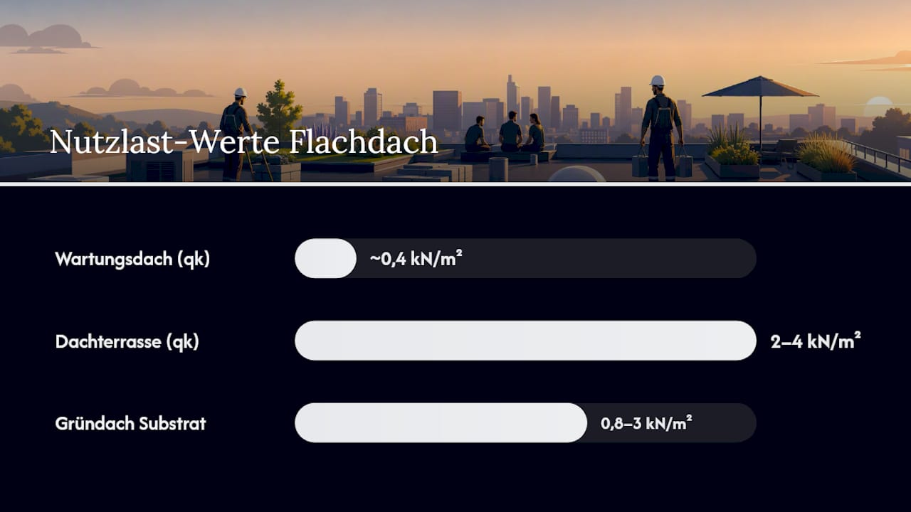 Übersicht der normativen Lasten für Flachdächer