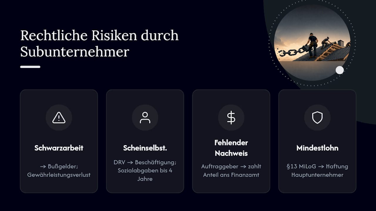 Überblick zu rechtlichen Risiken bei der Zusammenarbeit mit Subunternehmern