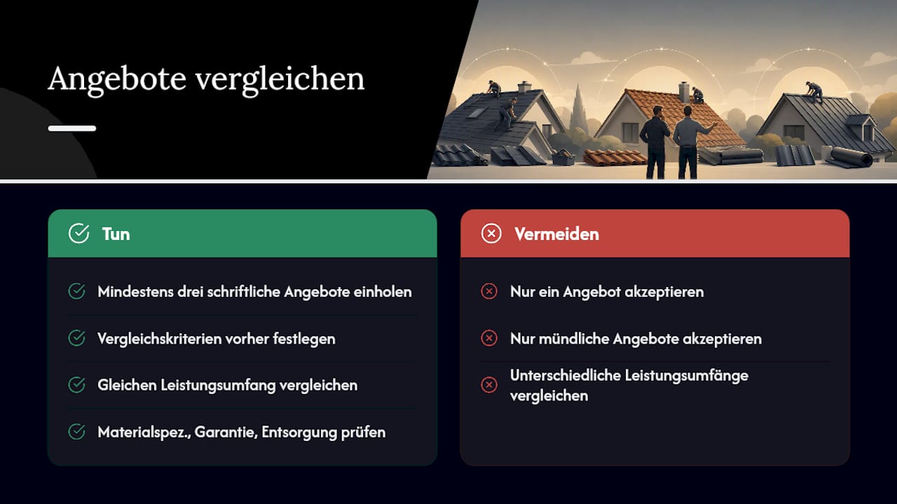 Worauf sollte man beim Vergleich von Dachdecker-Angeboten achten?
