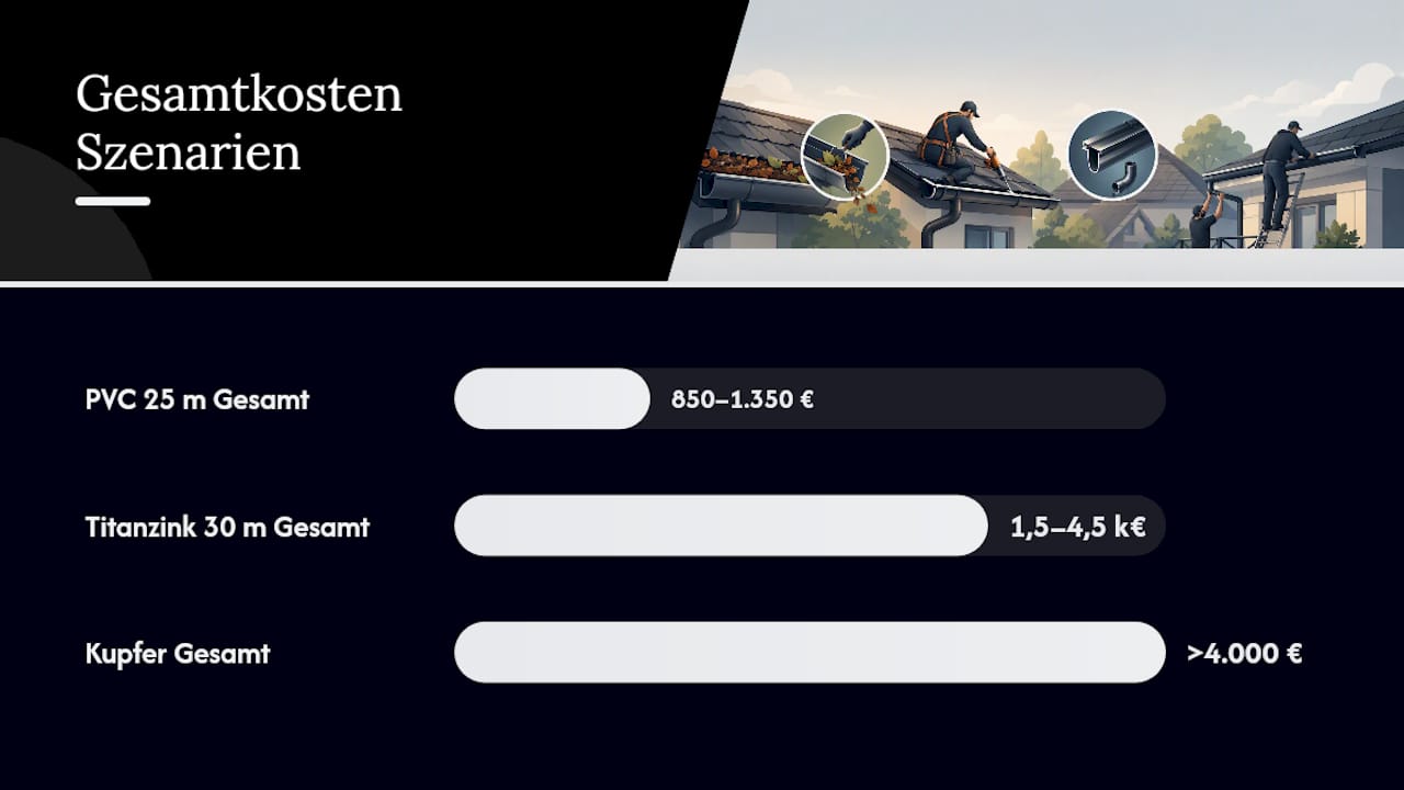Kostenvergleich verschiedener Dachrinnenmaterialien