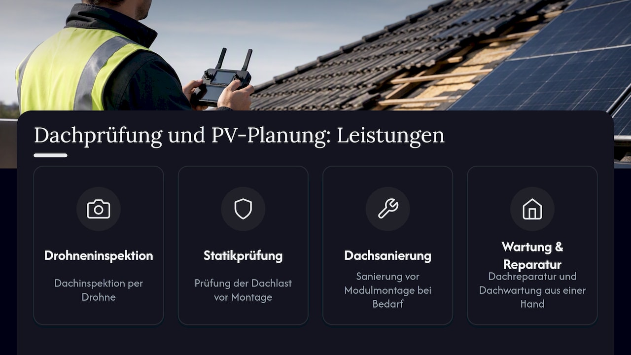 Dachprüfung und PV-Planung aus einer Hand — overview diagram