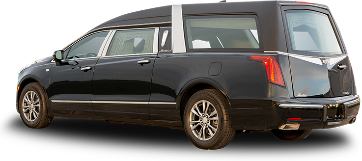 Zijaanzicht van de Cadillac XT5 MasterCoach rouwauto