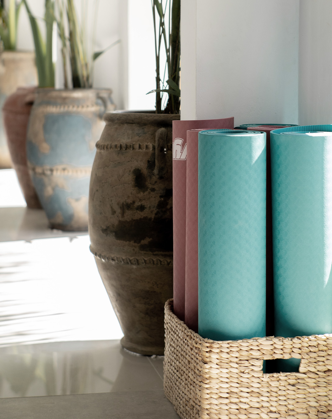 colourfull yoga mats inside box