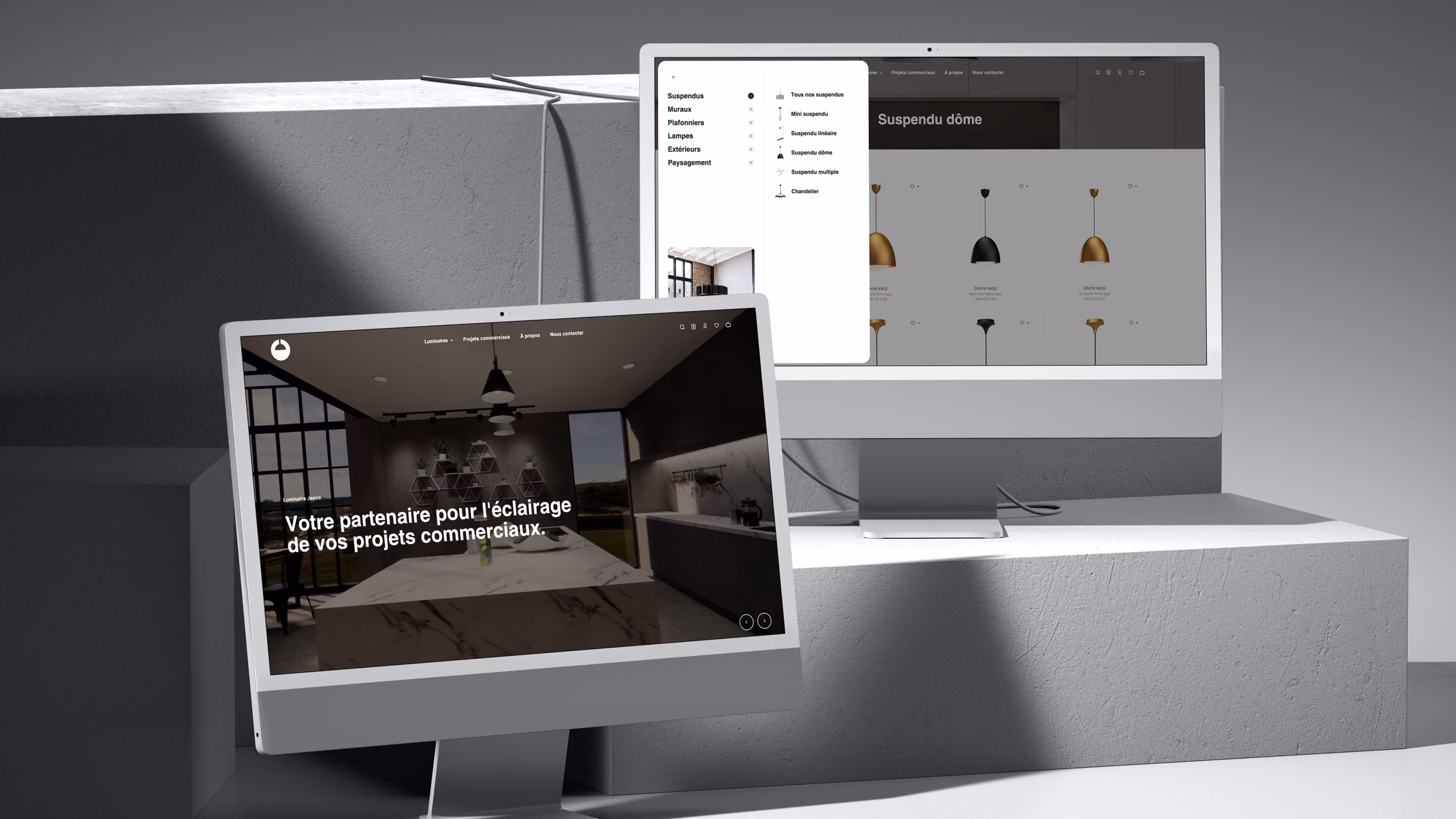 Site web sur iMac - Luminaire Janco