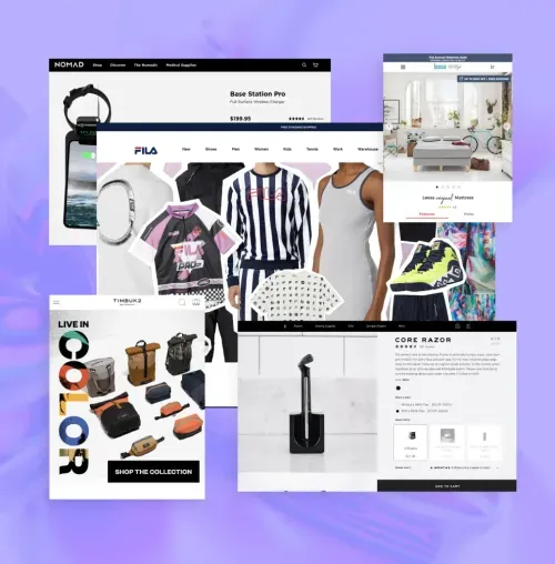 Collage of Shogun-built landing pages from top ecommerce brands