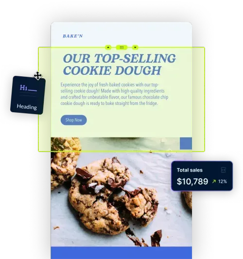 Mobile ecommerce landing page being built with Shogun's tools