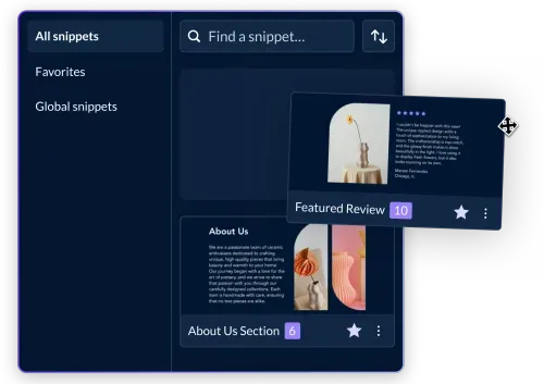 Global Snippets UI in Shogun Page Builder