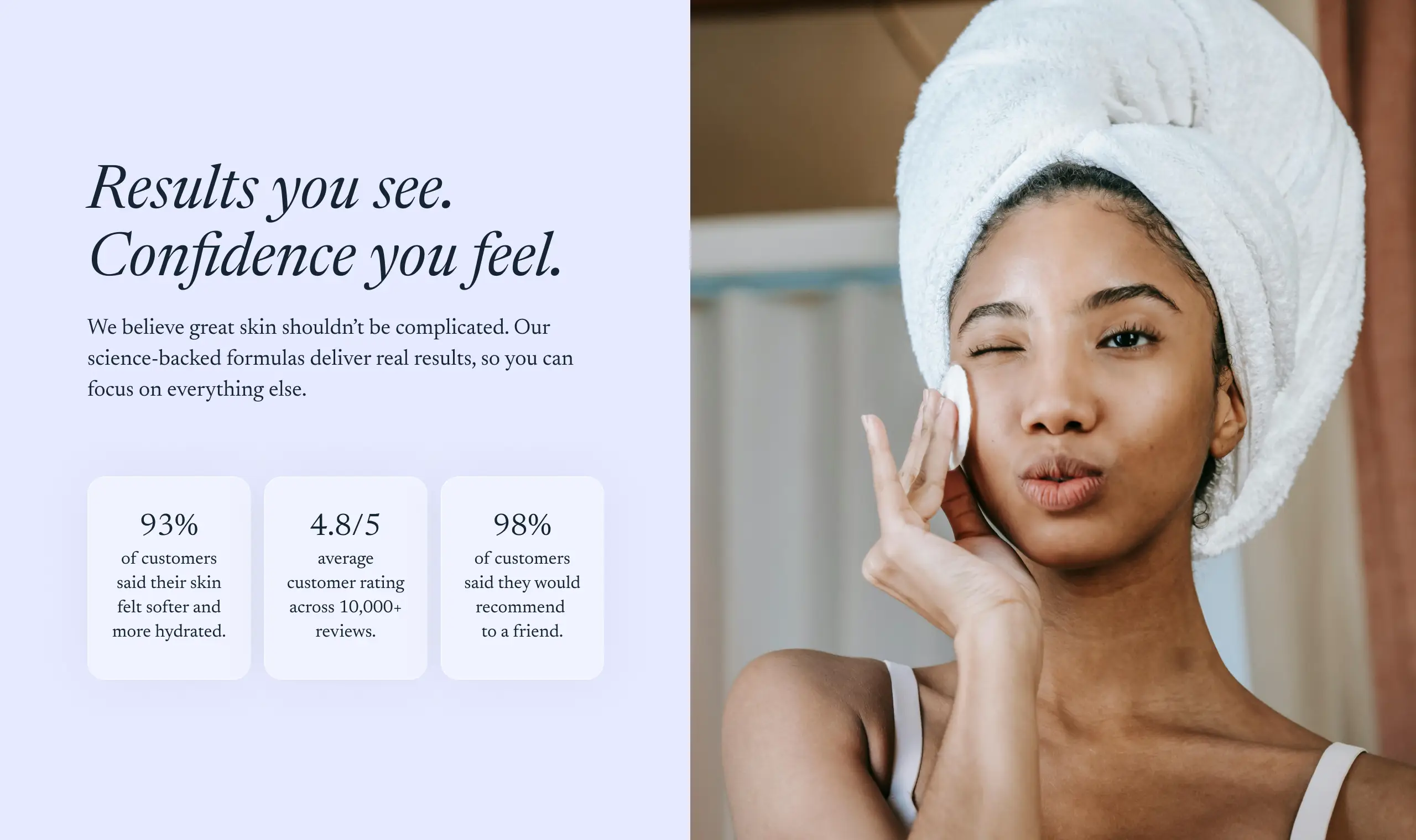 AI-generated ecommerce landing page section featuring brand stats
