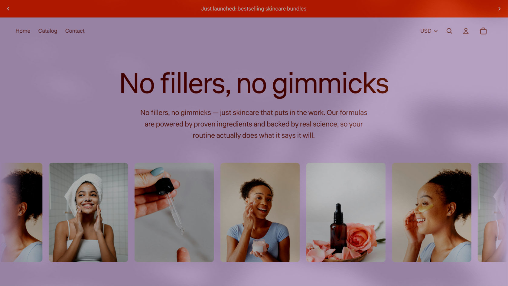 Mock skincare brand landing page