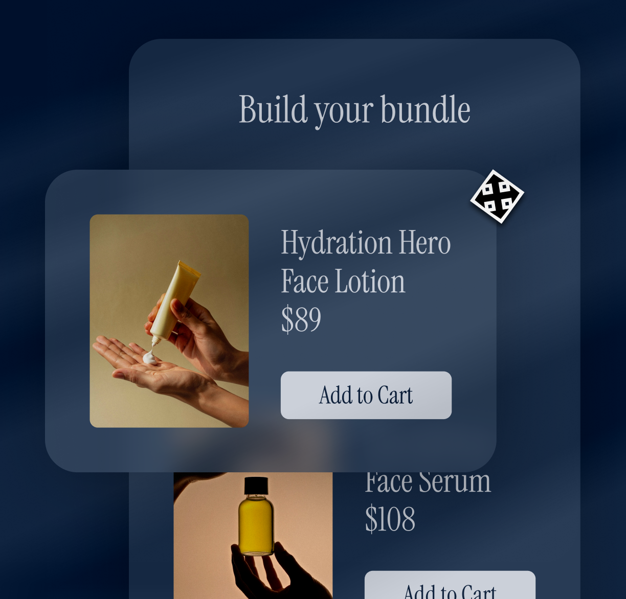 Rearranging product boxes within a 'Build a bundle' component.