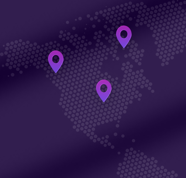 Global map with 3 map markers