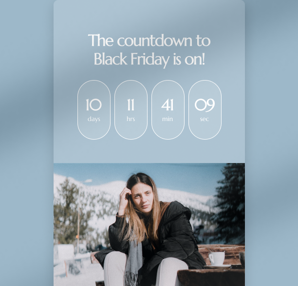 Countdown timer showing 10 days, 11 hours, 41 minutes, 09 seconds until Black Friday.