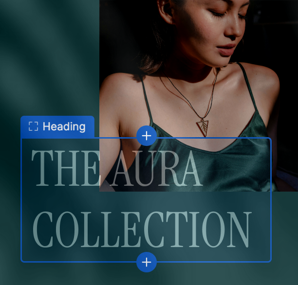 Woman wearing necklace with heading text 'The Aura Collection'
