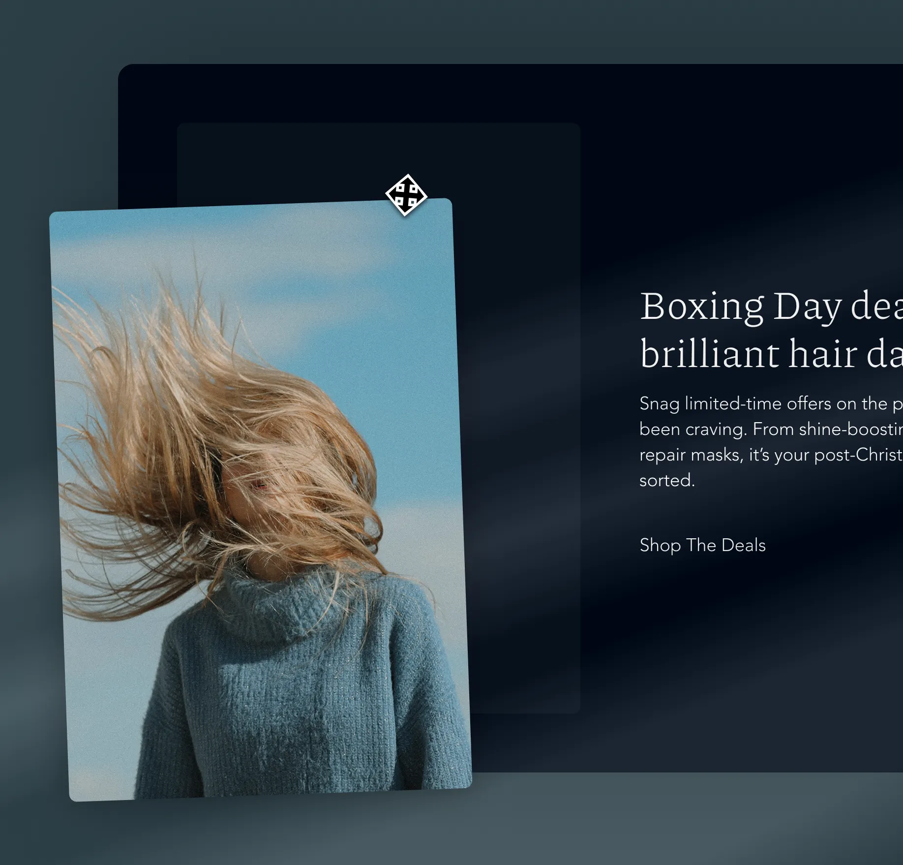 Dragging and dropping an image onto a haircare brand landing page