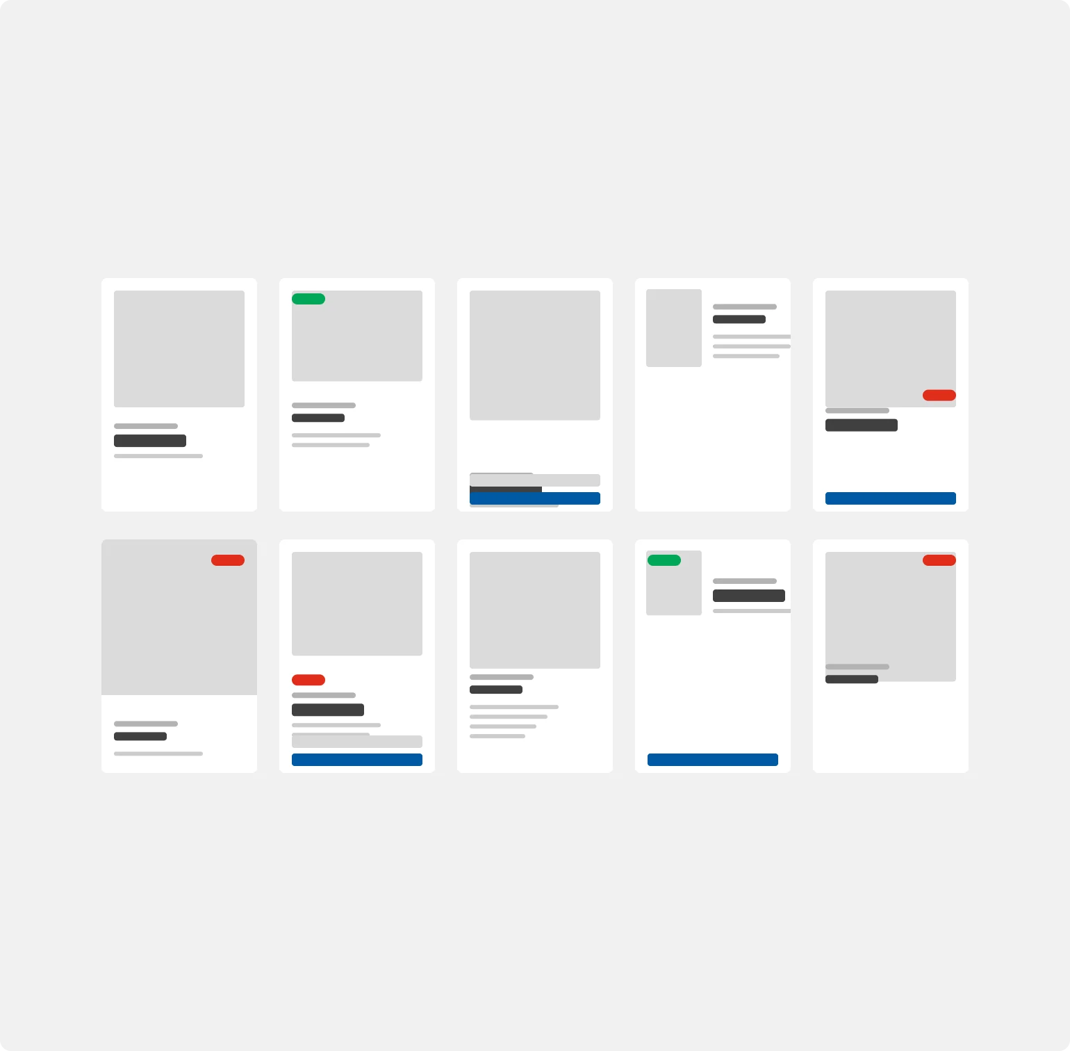 Ten different product listing layouts used across ikea.pl before standardisation