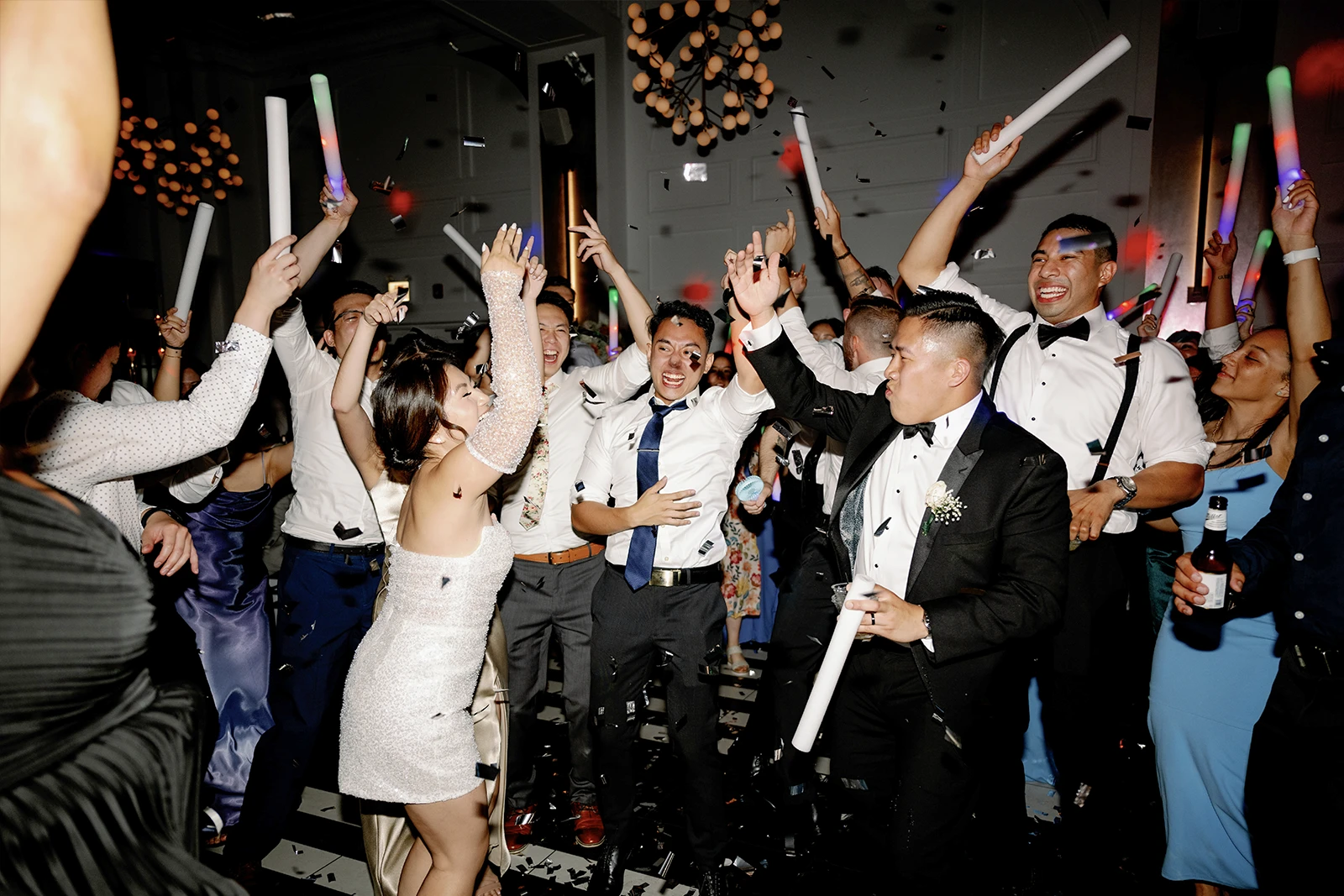 A couple dancing at their wedding.
