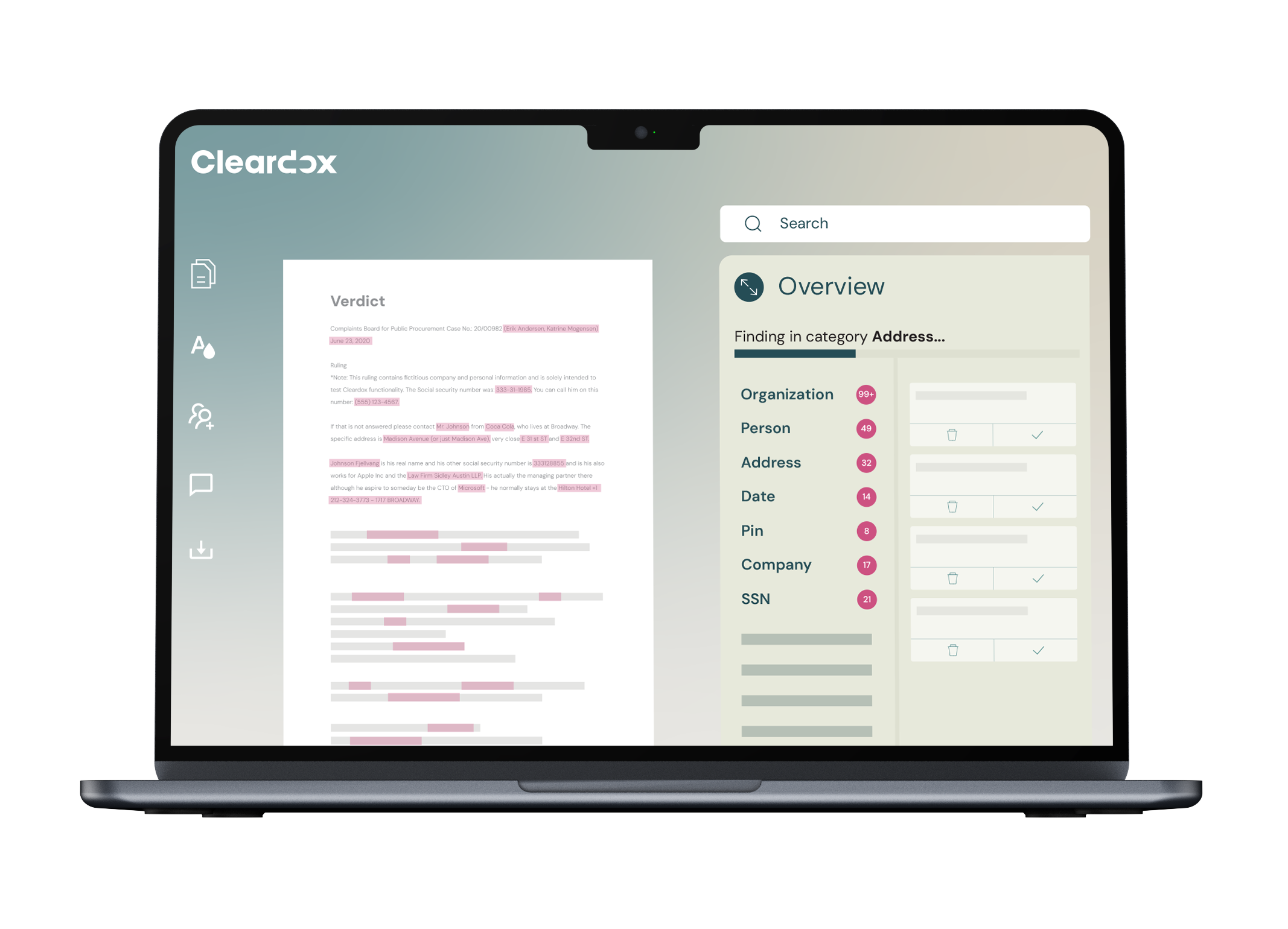 Cleardox redaction software offer automatically identification of sensitive information