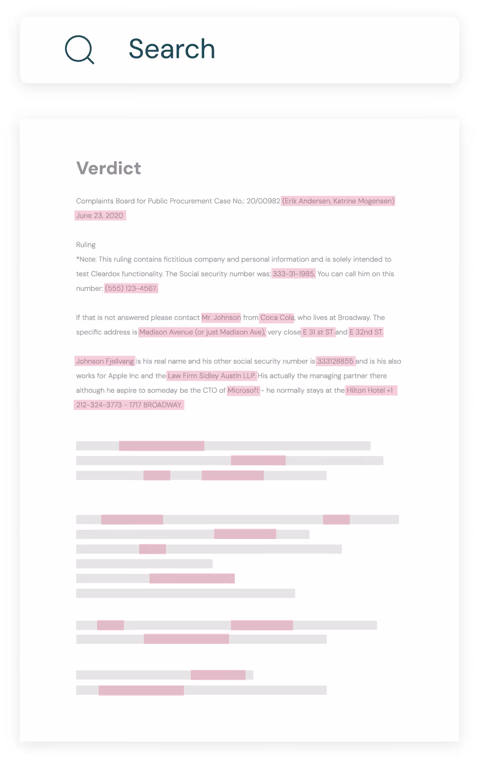 Cleardox redaction software offers that you can search directly for sensitive information