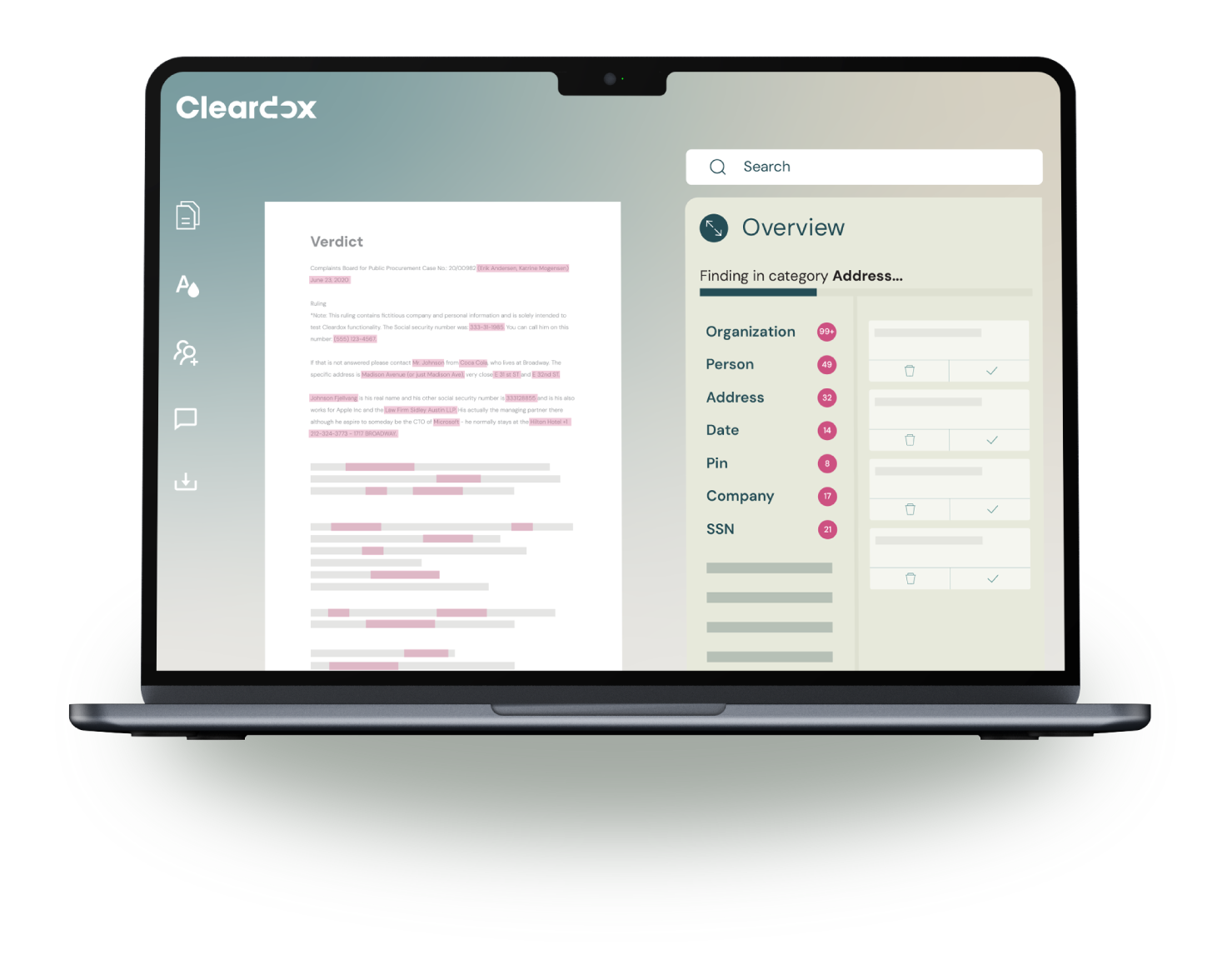 Cleardox redaction software offer automatic identification of sensitive information
