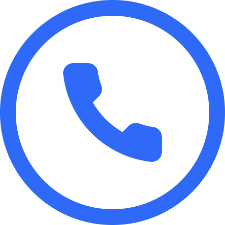 Blaues Telefonsymbol in einem Kreis, das einen Telefonanruf darstellt.