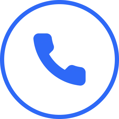 Blaues Telefonsymbol in einem Kreis.