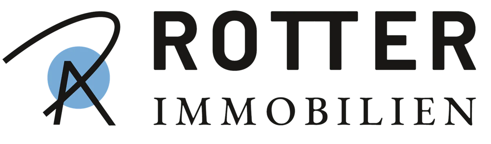 Logo von Rotter Immobilien mit stilisiertem Buchstaben R und blauem Kreis.