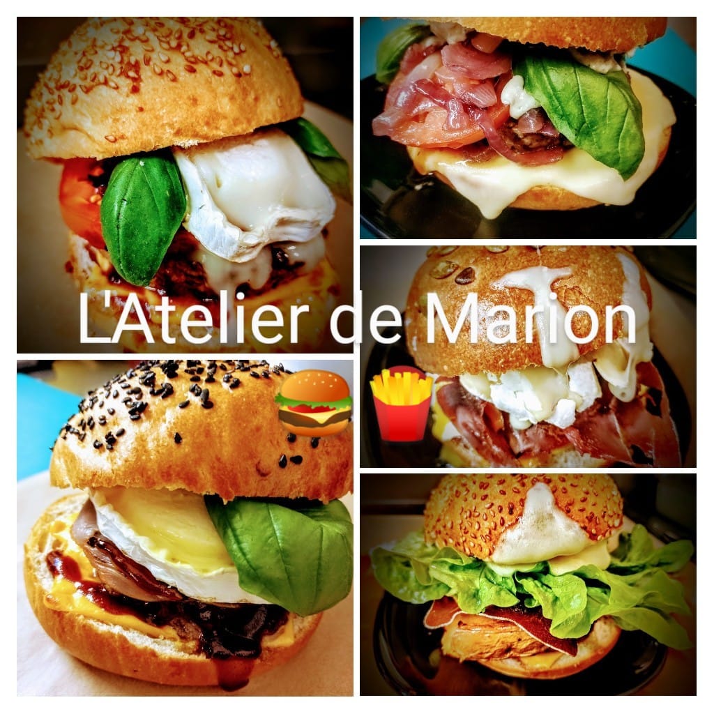 Burger fait maison, fromage viande et salade