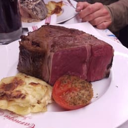 grosse pièce du boucher avec tomate et gratin dauphinois