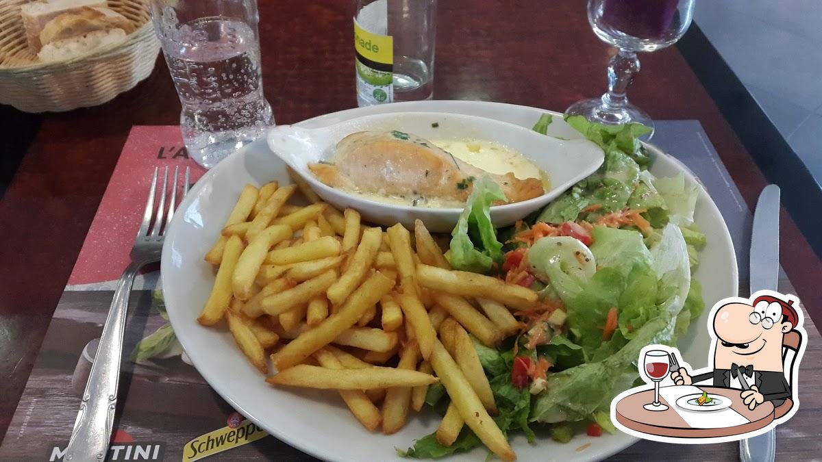 Plat type bistrot avec frites et viande