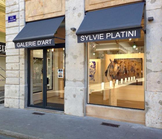 façade de la galerie d'art, grande vitre écaliréee