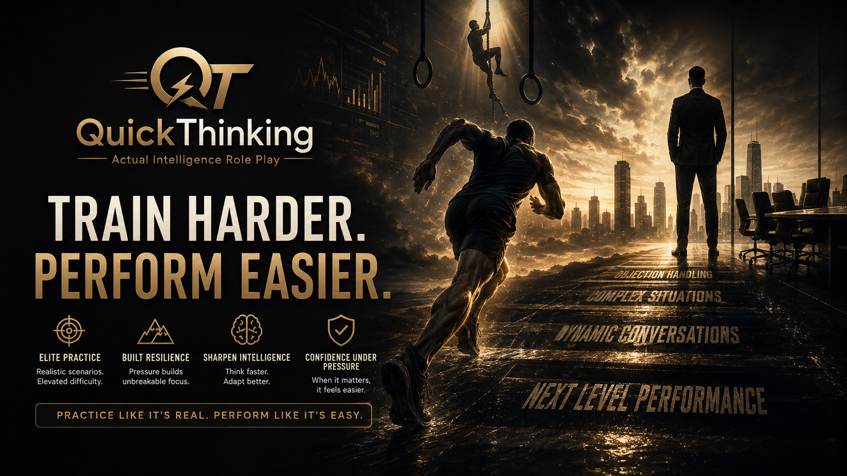 Train harder perform easier supporting graphic