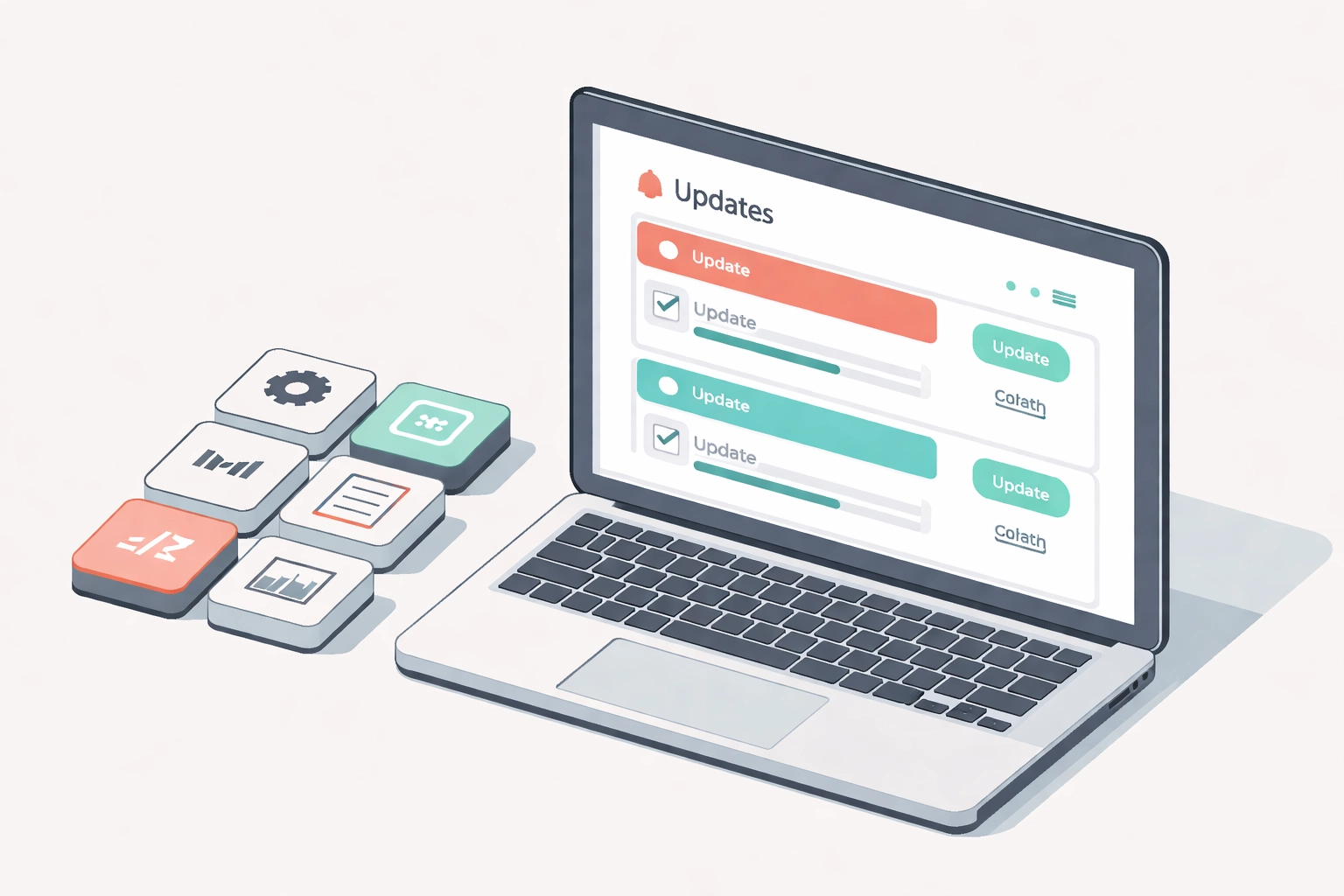 WordPress maintenance dashboard displaying plugin updates and website management notifications