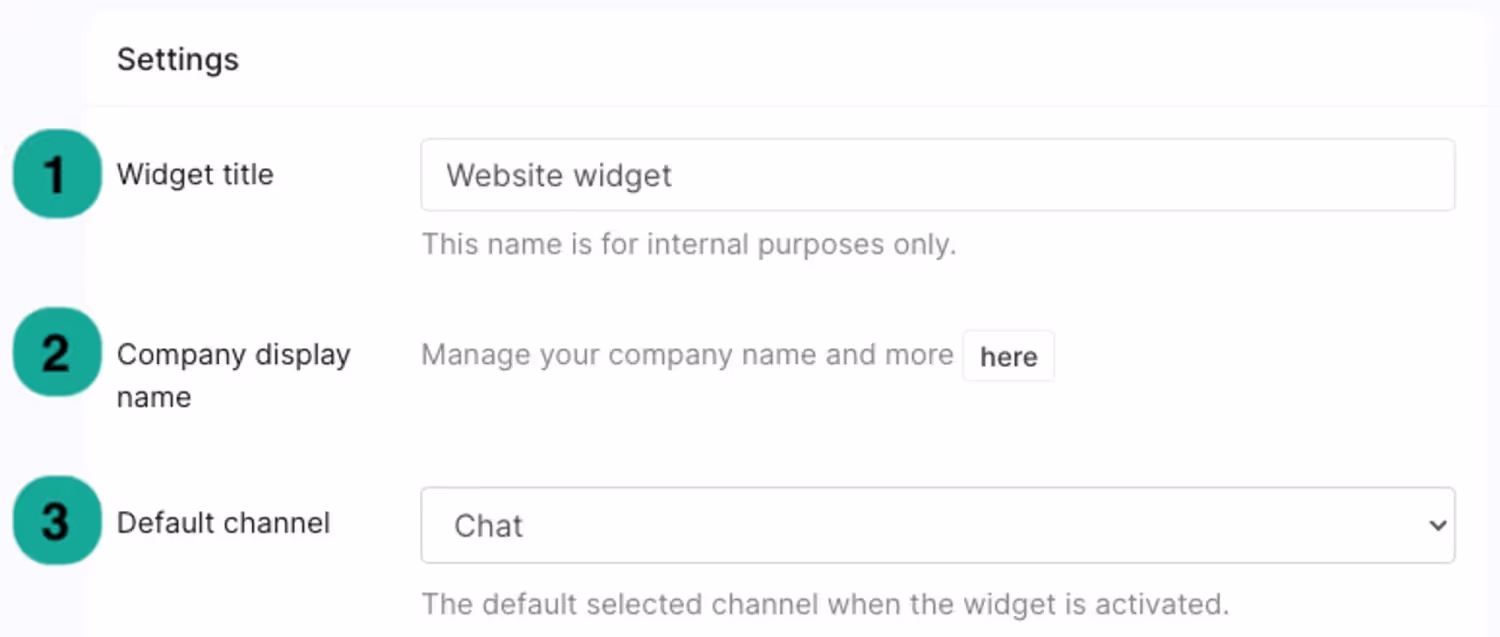 Configuración del widget del sitio web