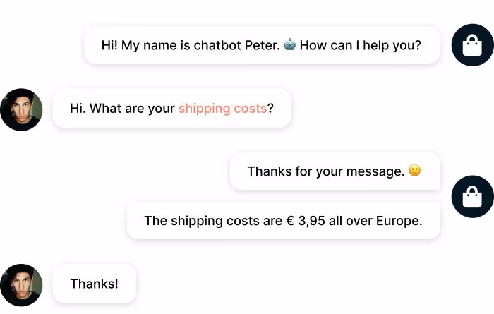 Una conversación de chatbot de WhatsApp.
