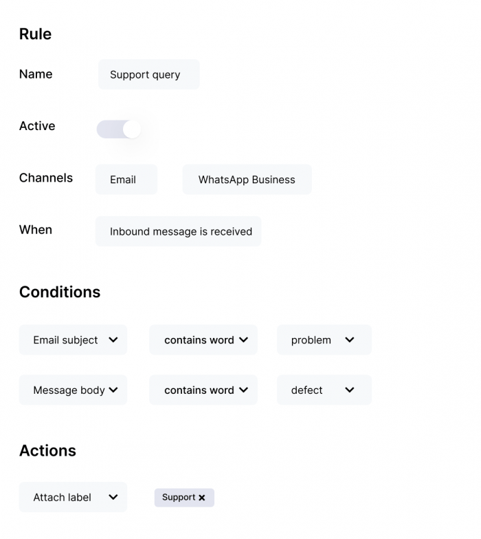 Automate tasks in your inbox and add labels to conversations. 