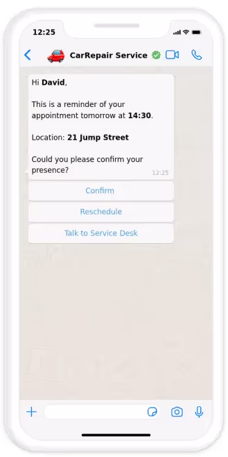 Automatische Terminerinnerung Vorlage WhatsApp