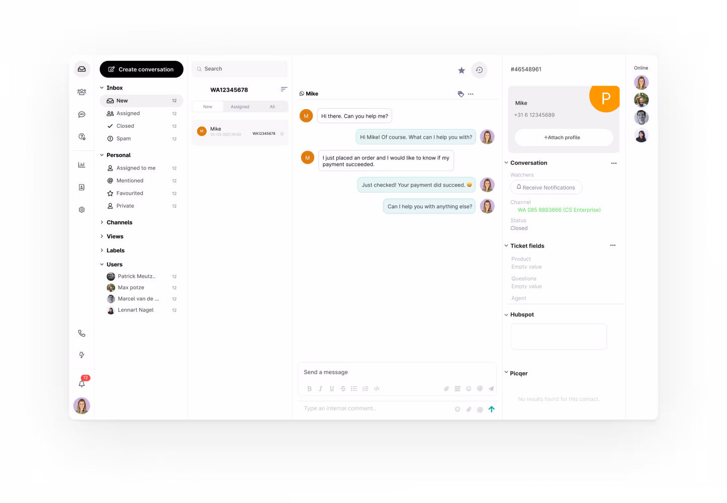 Een voorbeeld van een WhatsApp Business dashboard